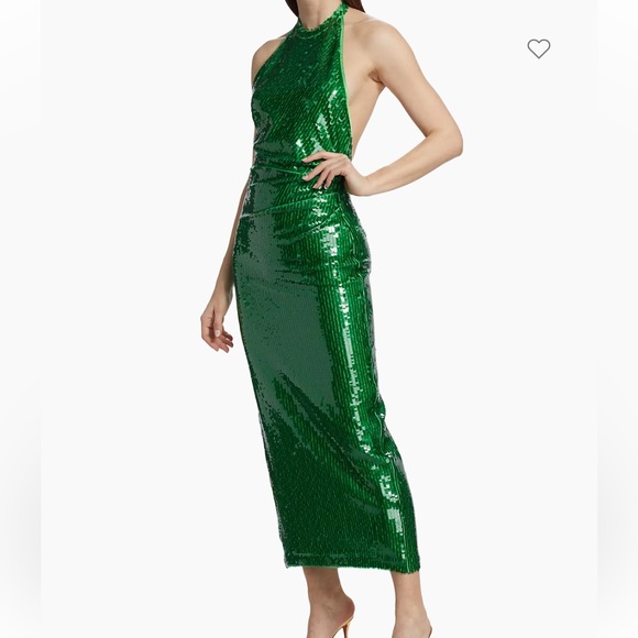 Ronny Kobo Alix Green Sequined Halter Gown - Picture 2 of 4